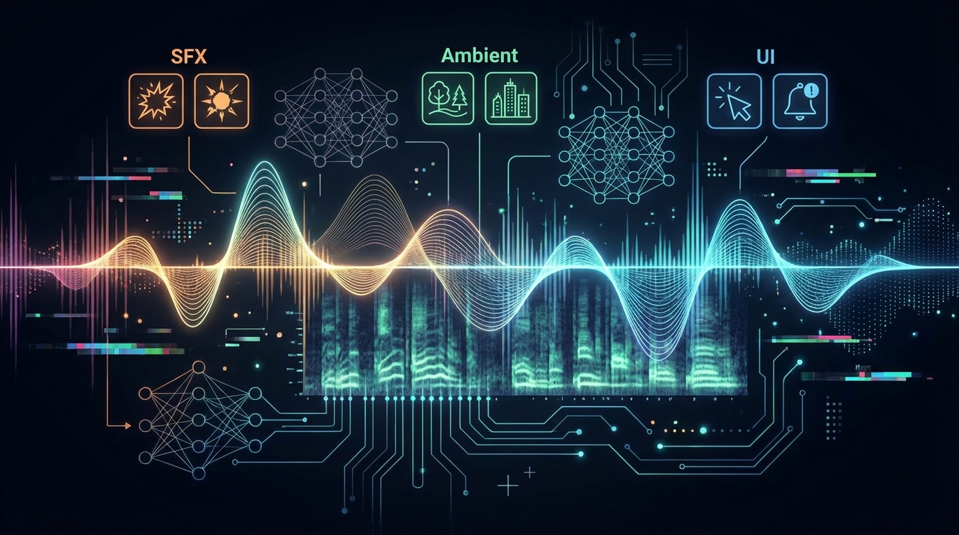 Иллюстрация нейросетей для генерации звуков и аудиоэффектов