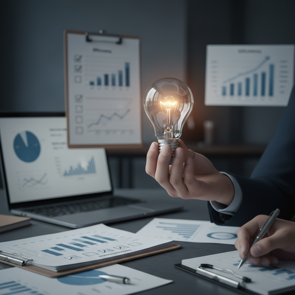 человек в деловом костюме за рабочим столом три монитора с финансовыми данными графики таблицы прибыль и убытки модель дисконтированных денежных потоков документы кружка кофе офисная аналитика