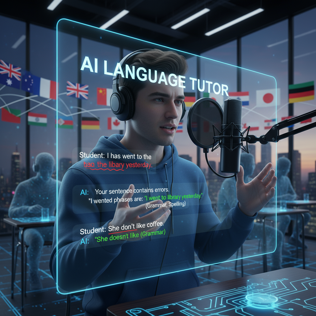 Разговорная практика английского с ИИ-репетитором мгновенная коррекция ошибок и объяснение грамматики