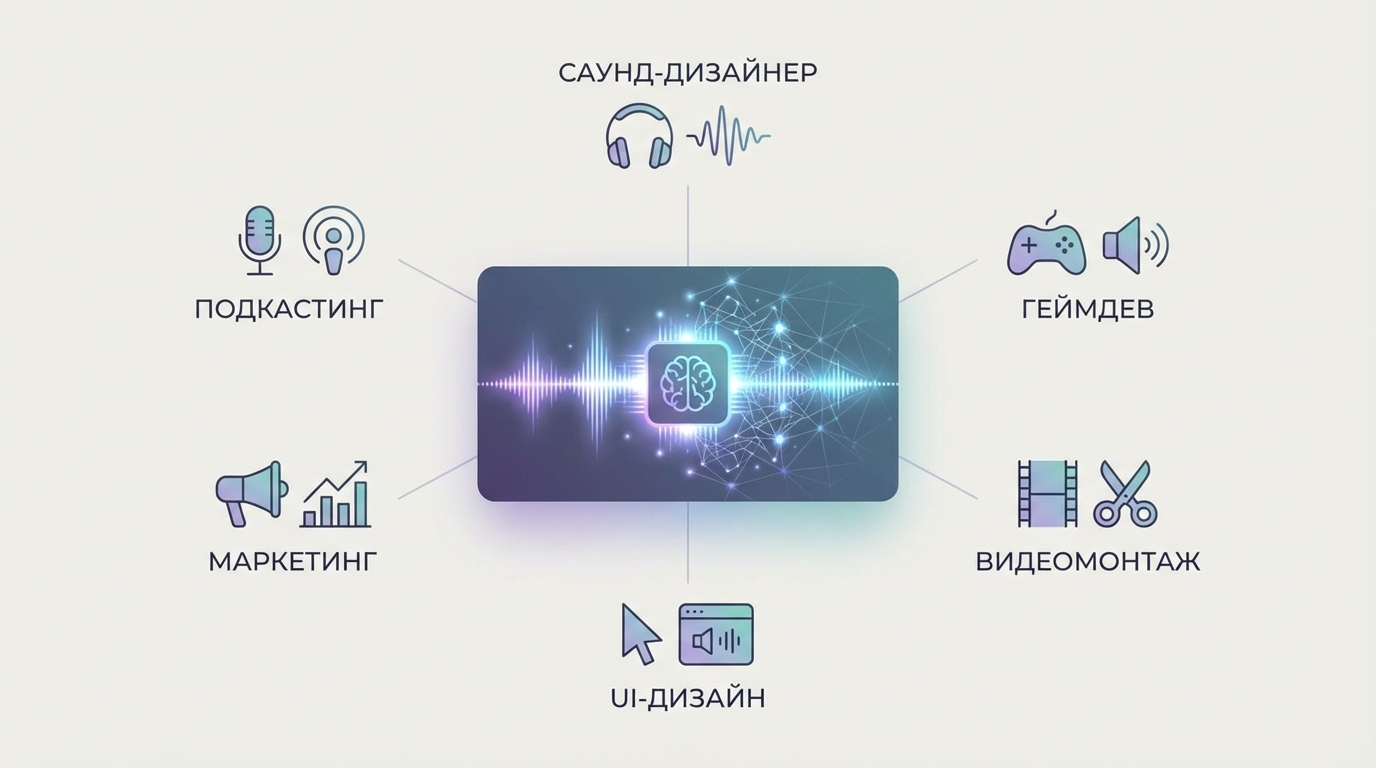 Инфографика- кому подойдут нейросети для генерации звуков