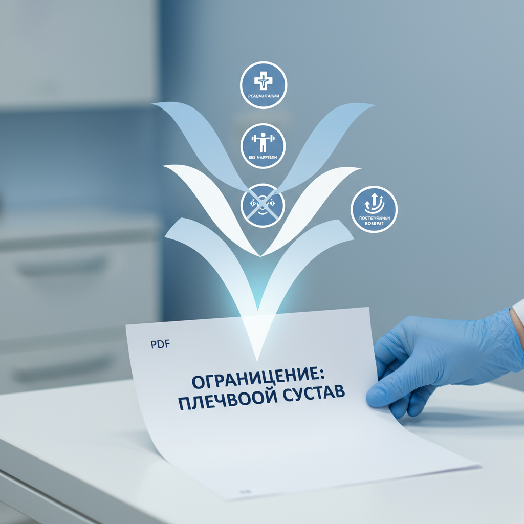 Фитнес-ассистент учитывает медицинские рекомендации из PDF для создания безопасной тренировочной программы.