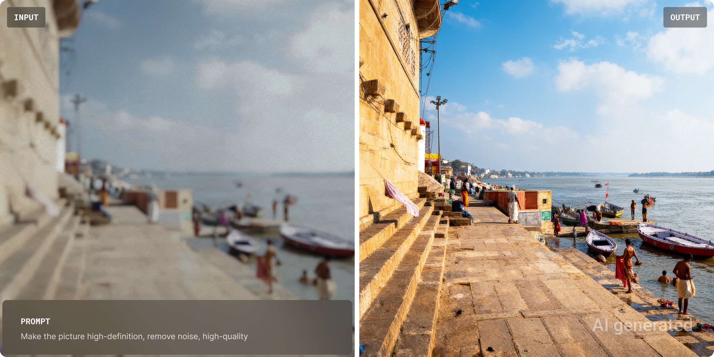 Как ИИ улучшает качество фото: снимок с шумом и размытием до высокой детализации и чистоты — пример работы нейросети