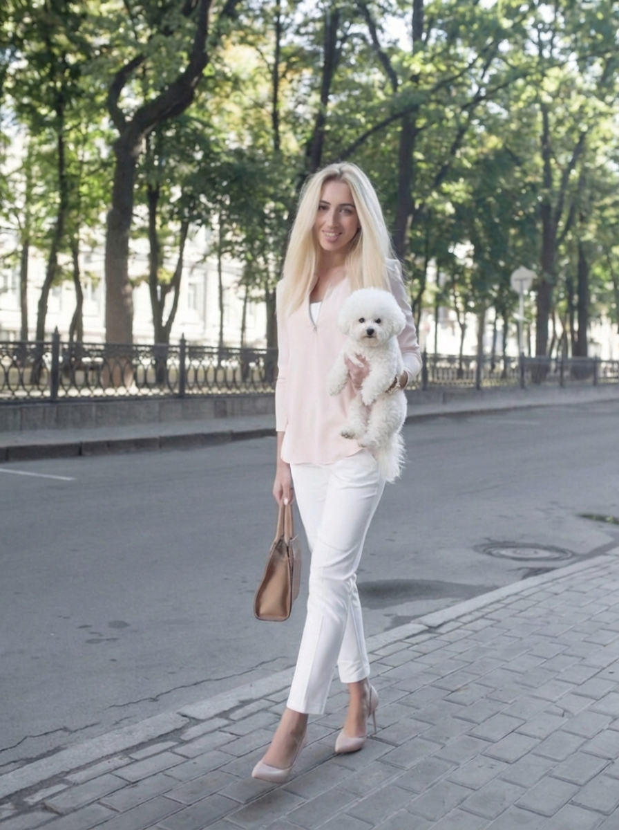 девушка с собачкой. успешная генерация