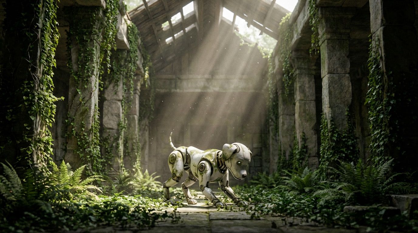 Кинематографичное_видео_белого_робота-щенк