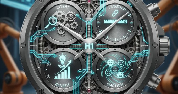 Четыре критерия эффективного SEO-заголовка - интент, выгода, длина и эмоции, инфографика