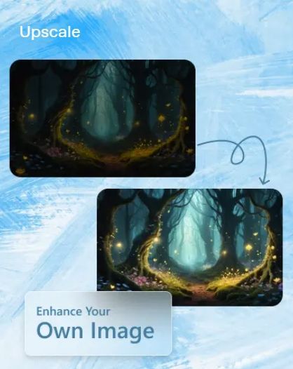 Сравнение оригинального и улучшенного изображения мистического леса темная сцена и яркая версия с деталями световыми эффектами и частицами визуализация технологии повышения качества изображения