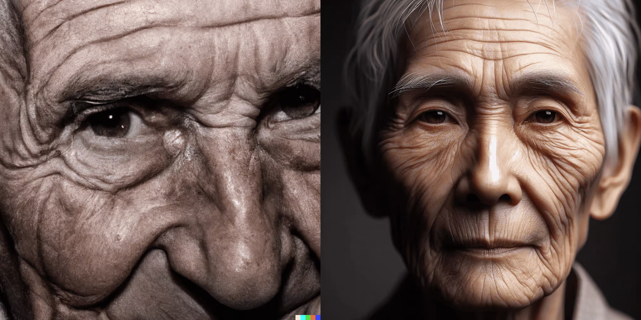 a realistic close-up portrait of an elderly person that radiates wisdom and character